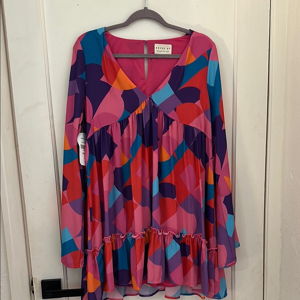 Colorful Geometric Long Sleeve Dress